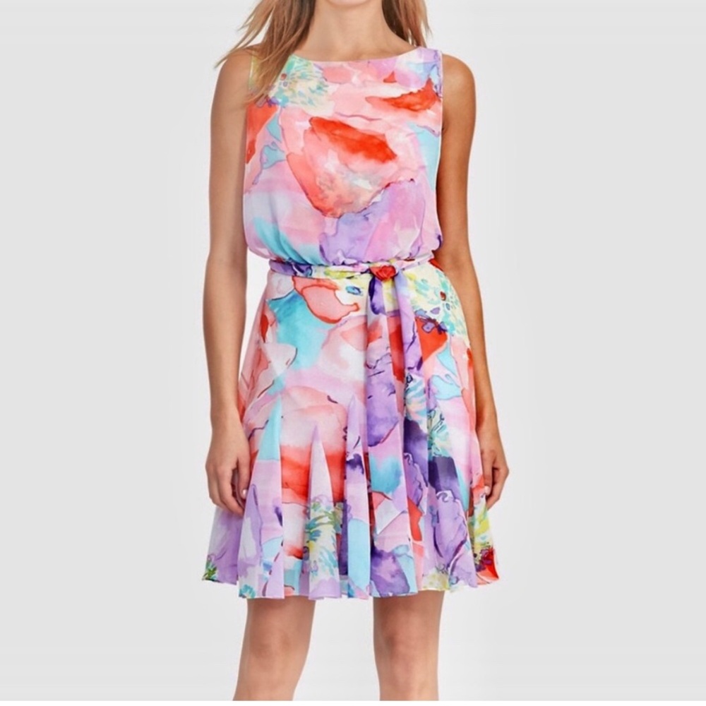 Lauren Ralph Lauren Floral Georgette Flare Dress – Size 14, Excellent Condition